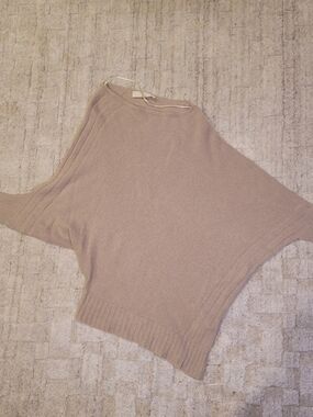 ZARAKNIT Asymmetrical Sweater Off Shoulder Beige Made in Italy Women's Size M
